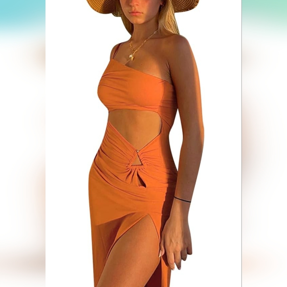 Chic Orange Cutout Dress